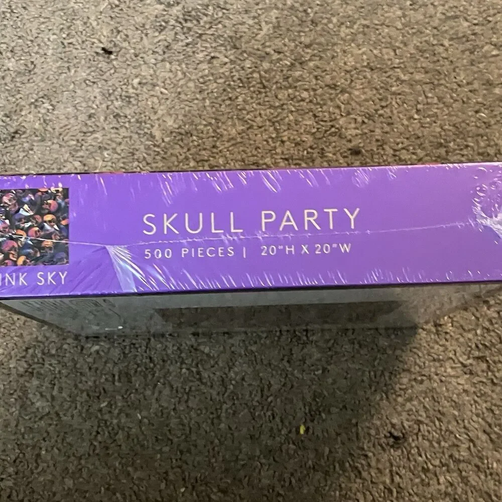 Skull Party Jigsaw Puzzle 500-Pieces Pink Sky New In Box Sealed Halloween Fun
